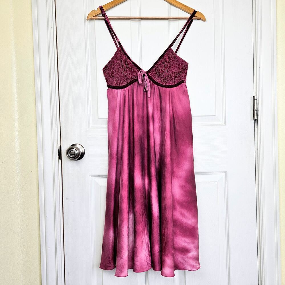Vintage Silk Dress Womens XS Y2K Flowy Babydoll Velvet Boho Whimsygoth Witchy - Picture 2 of 10